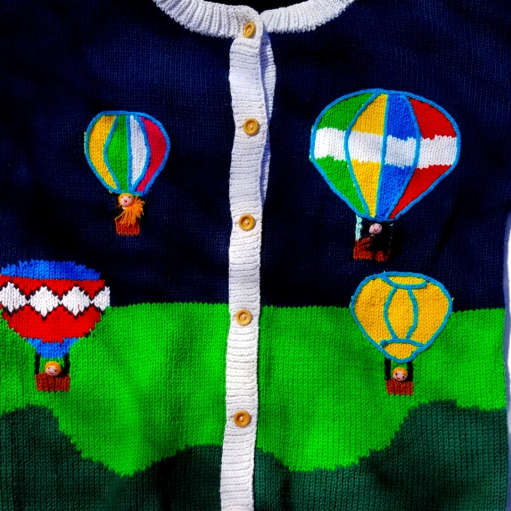 Handmade Vintage Hot Air Balloon Cardigan